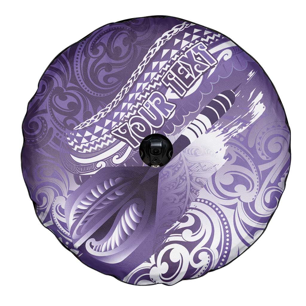 Personalised New Zealand Aotearoa Darts Masters Spare Tire Cover Maori Art Tattoo with Tribal Dart Symbol Purple LT03 - Polynesian Pride