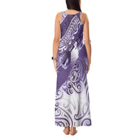 Personalised New Zealand Aotearoa Darts Masters Tank Maxi Dress Maori Art Tattoo with Tribal Dart Symbol Purple LT03 - Polynesian Pride