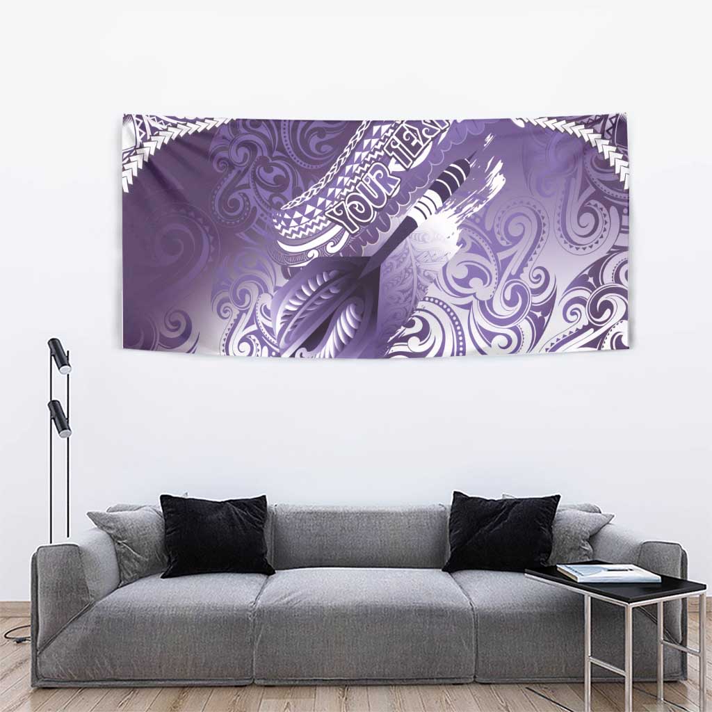 Personalised New Zealand Aotearoa Darts Masters Tapestry Maori Art Tattoo with Tribal Dart Symbol Purple LT03 - Polynesian Pride