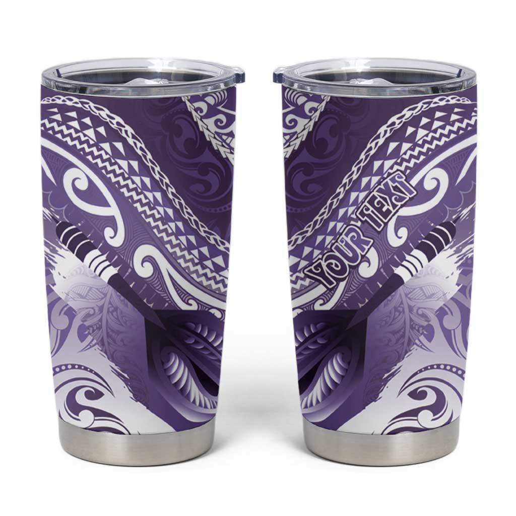 Personalised New Zealand Aotearoa Darts Masters Tumbler Cup Maori Art Tattoo with Tribal Dart Symbol Purple - Polynesian Pride