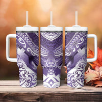 Personalised New Zealand Aotearoa Darts Masters Tumbler With Handle Maori Art Tattoo with Tribal Dart Symbol Purple LT03 - Polynesian Pride