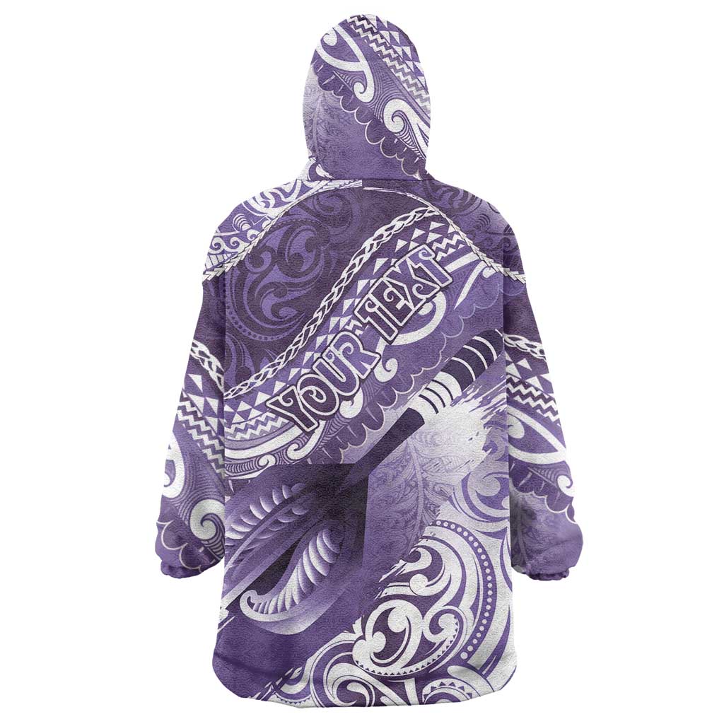 Personalised New Zealand Aotearoa Darts Masters Wearable Blanket Hoodie Maori Art Tattoo with Tribal Dart Symbol Purple LT03 - Polynesian Pride