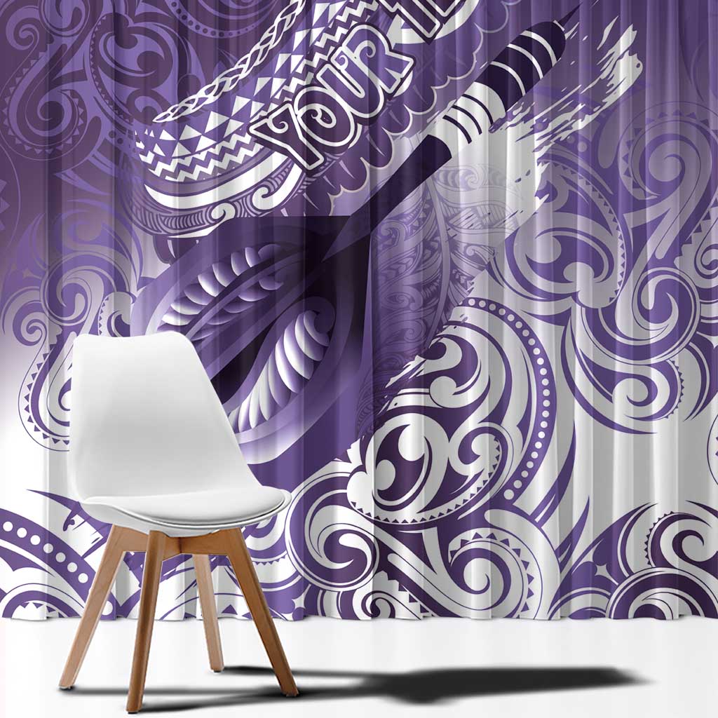 Personalised New Zealand Aotearoa Darts Masters Window Curtain Maori Art Tattoo with Tribal Dart Symbol Purple LT03 - Polynesian Pride