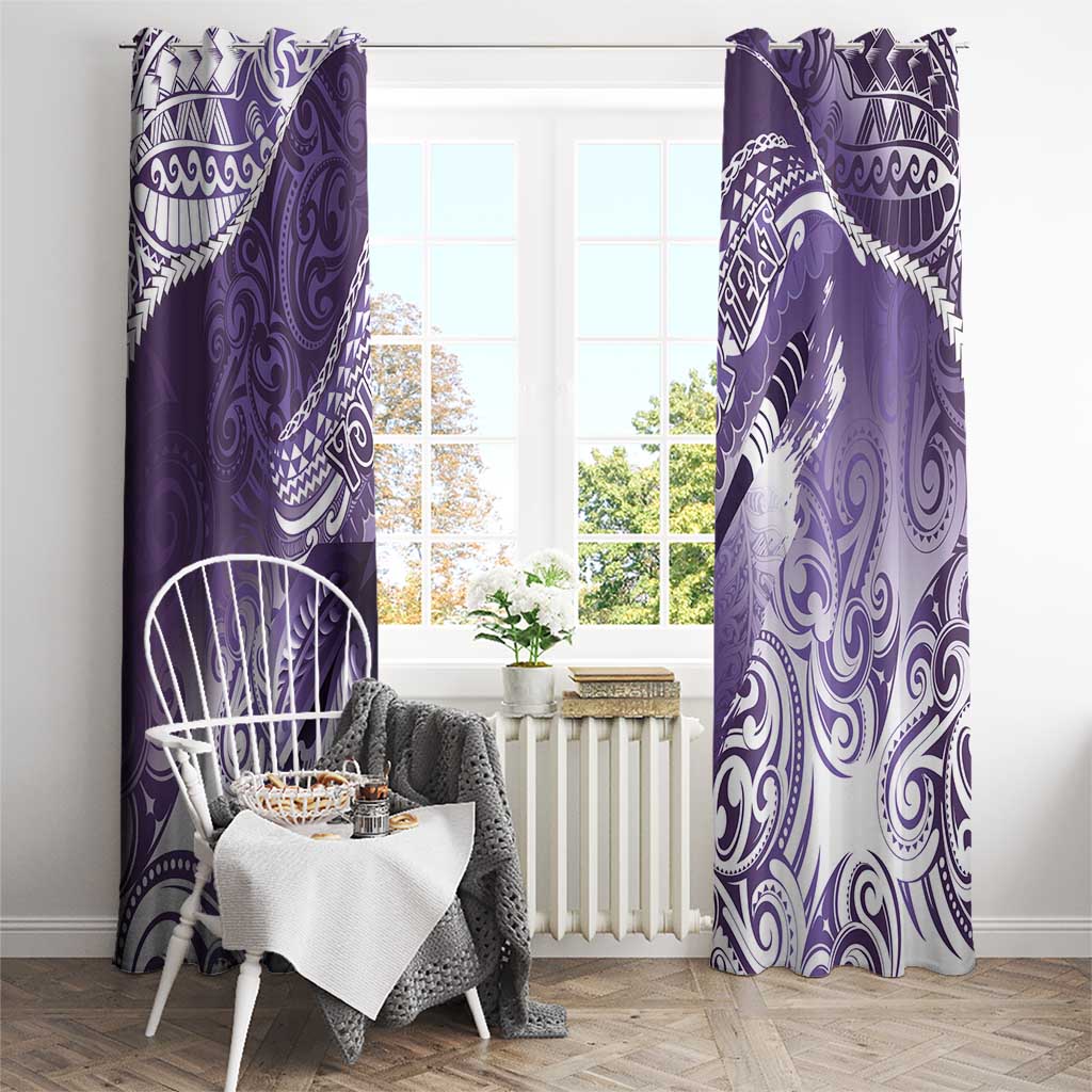 Personalised New Zealand Aotearoa Darts Masters Window Curtain Maori Art Tattoo with Tribal Dart Symbol Purple LT03 - Polynesian Pride