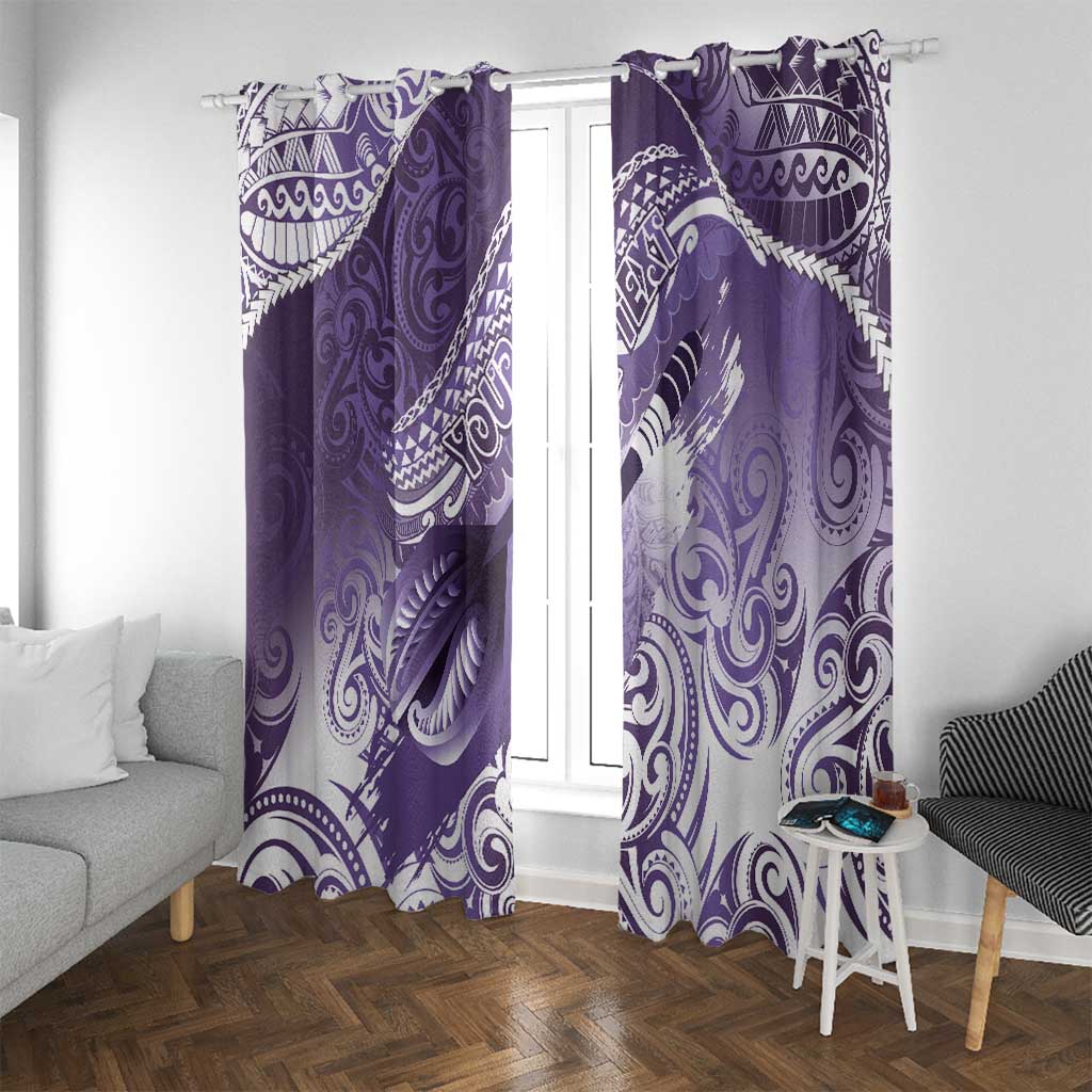 Personalised New Zealand Aotearoa Darts Masters Window Curtain Maori Art Tattoo with Tribal Dart Symbol Purple LT03 With Grommets Purple - Polynesian Pride