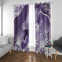 Personalised New Zealand Aotearoa Darts Masters Window Curtain Maori Art Tattoo with Tribal Dart Symbol Purple LT03 With Grommets Purple - Polynesian Pride