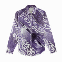 Personalised New Zealand Aotearoa Darts Masters Women Casual Shirt Maori Art Tattoo with Tribal Dart Symbol Purple LT03 - Polynesian Pride