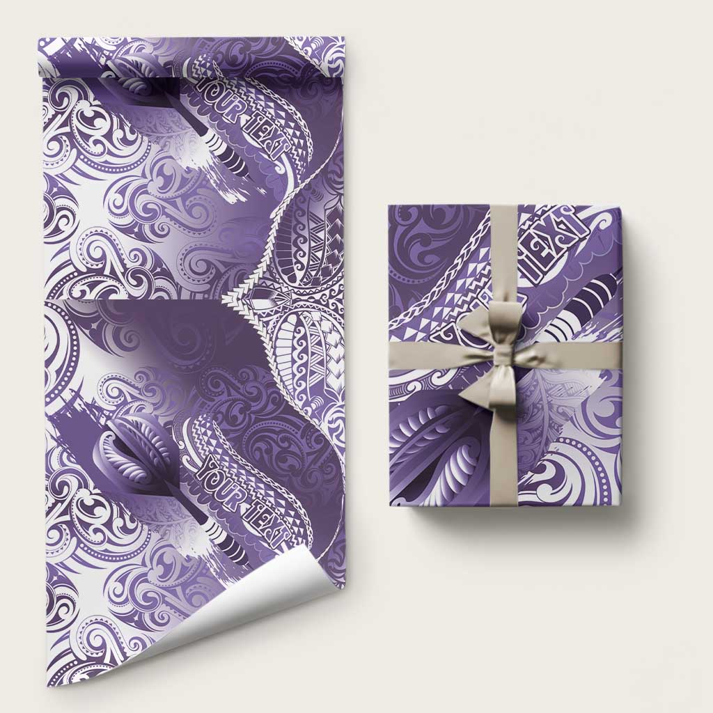 Personalised New Zealand Aotearoa Darts Masters Wrapping Paper Maori Art Tattoo with Tribal Dart Symbol Purple LT03 58" × 23" Purple - Polynesian Pride