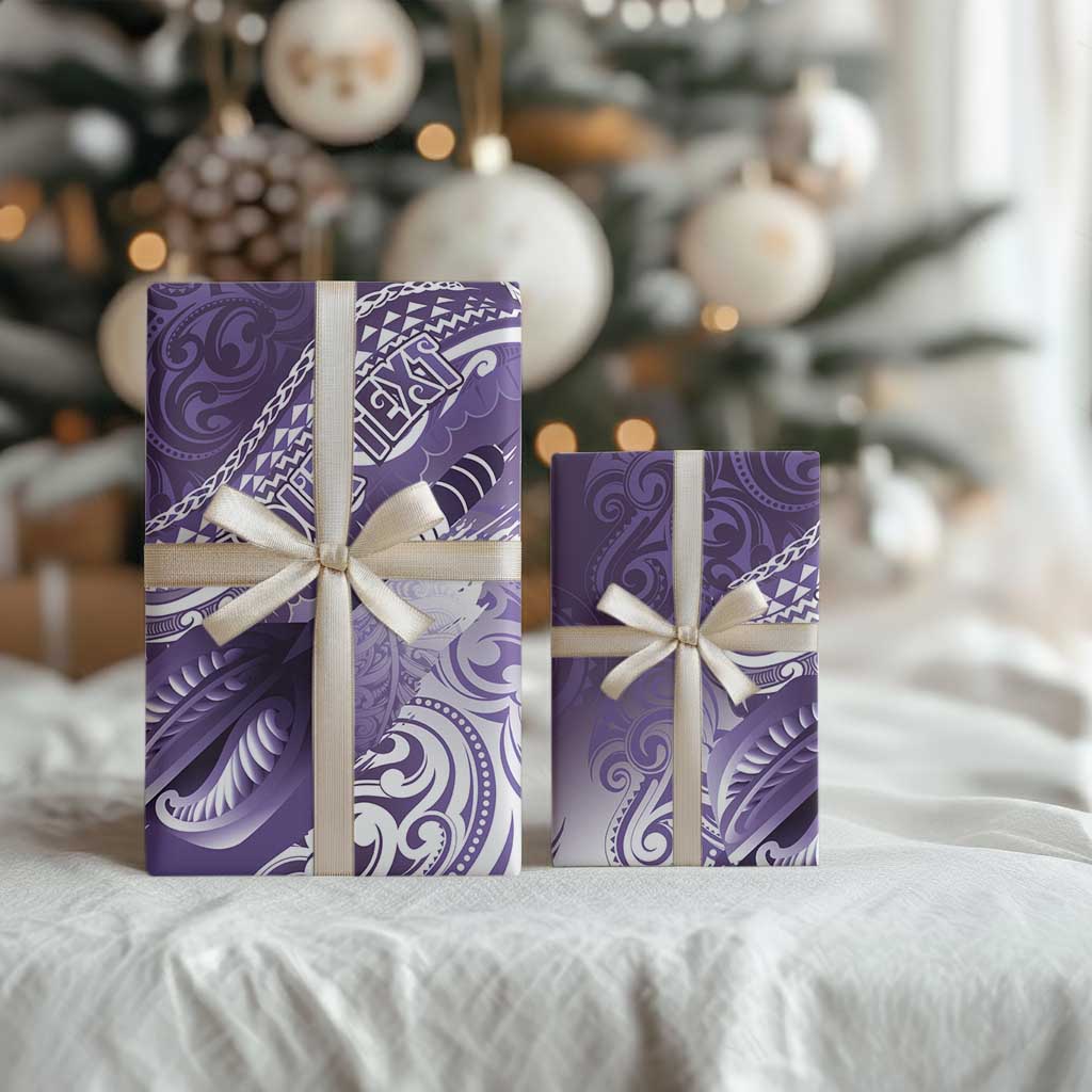 Personalised New Zealand Aotearoa Darts Masters Wrapping Paper Maori Art Tattoo with Tribal Dart Symbol Purple LT03 - Polynesian Pride
