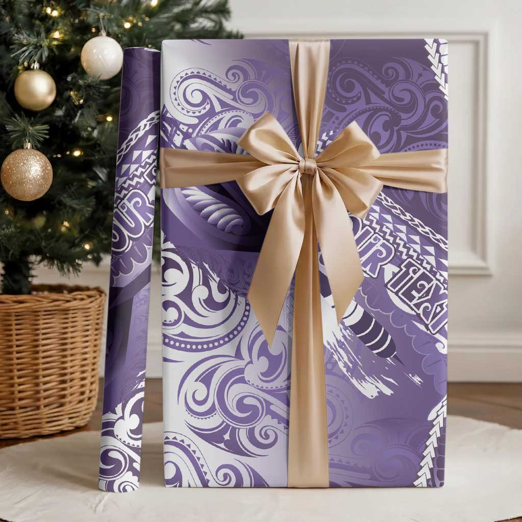 Personalised New Zealand Aotearoa Darts Masters Wrapping Paper Maori Art Tattoo with Tribal Dart Symbol Purple LT03 - Polynesian Pride