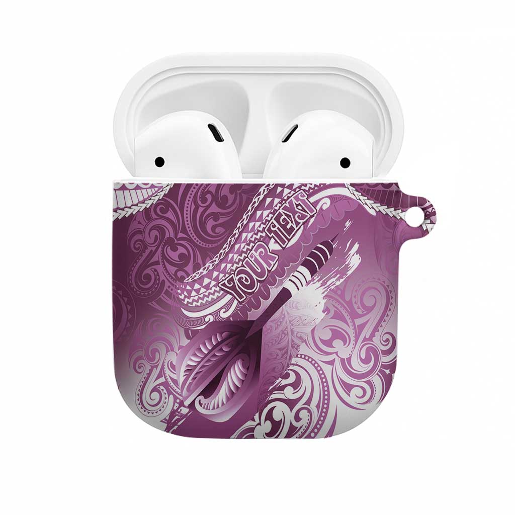 Personalised New Zealand Aotearoa Darts Masters AirPods Case Maori Art Tattoo with Tribal Dart Symbol Pink LT03 Pink - Polynesian Pride