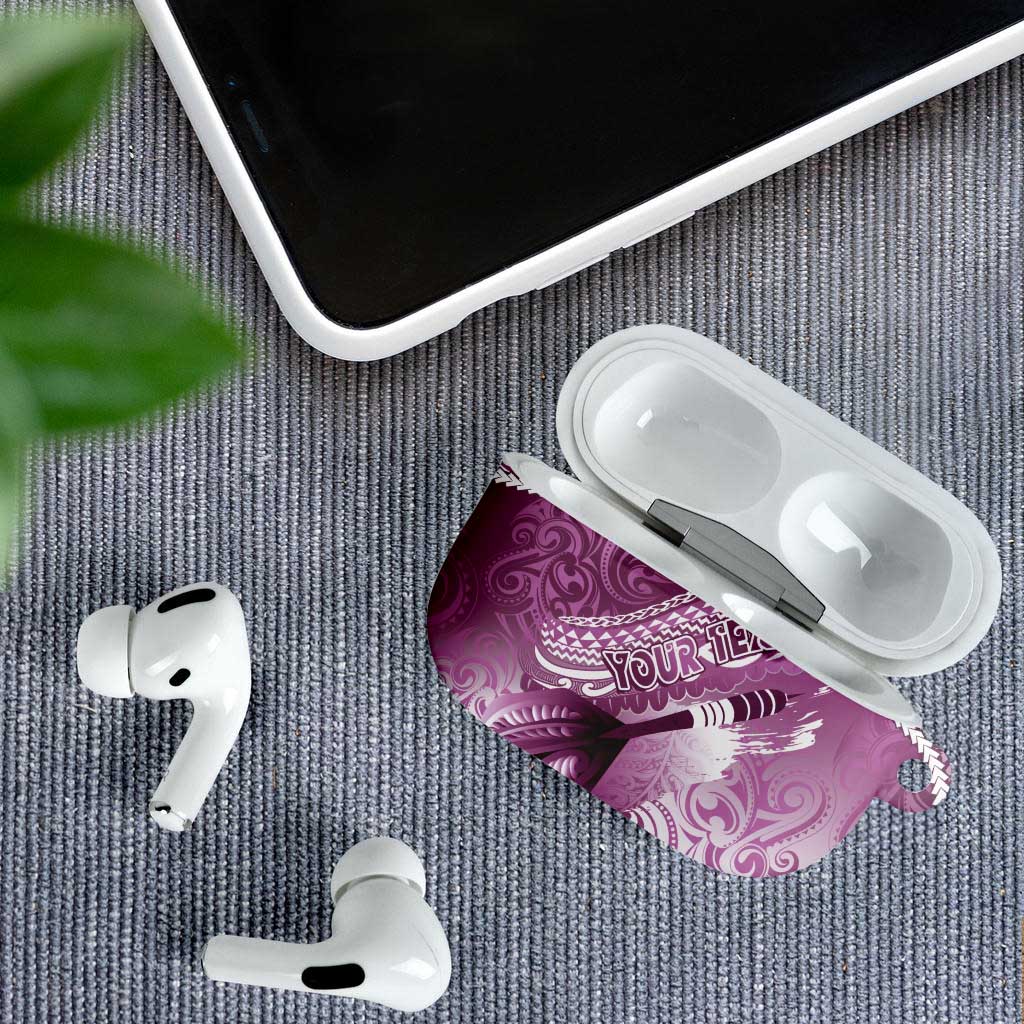 Personalised New Zealand Aotearoa Darts Masters AirPods Case Maori Art Tattoo with Tribal Dart Symbol Pink LT03 - Polynesian Pride