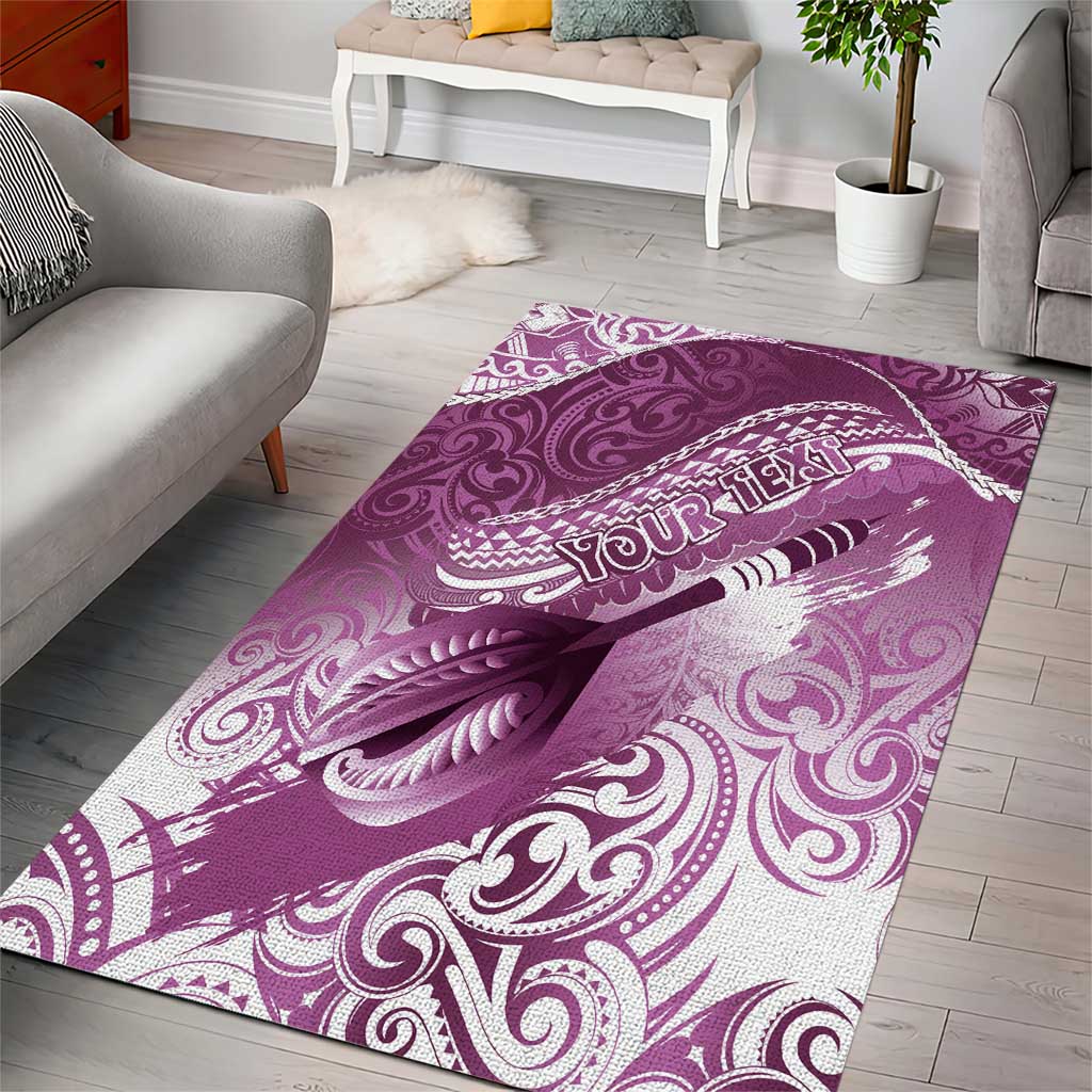Personalised New Zealand Aotearoa Darts Masters Area Rug Maori Art Tattoo with Tribal Dart Symbol Pink LT03 - Polynesian Pride