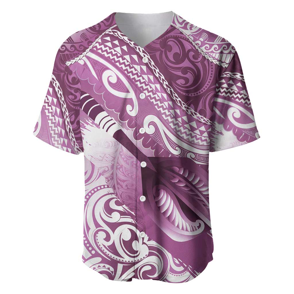 Personalised New Zealand Aotearoa Darts Masters Baseball Jersey Maori Art Tattoo with Tribal Dart Symbol Pink LT03 Pink - Polynesian Pride