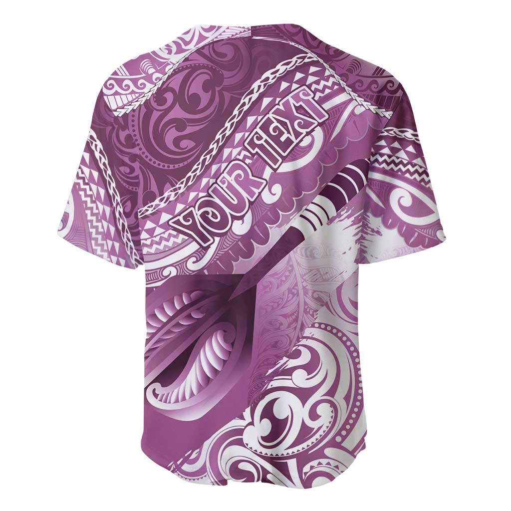 Personalised New Zealand Aotearoa Darts Masters Baseball Jersey Maori Art Tattoo with Tribal Dart Symbol Pink LT03 - Polynesian Pride