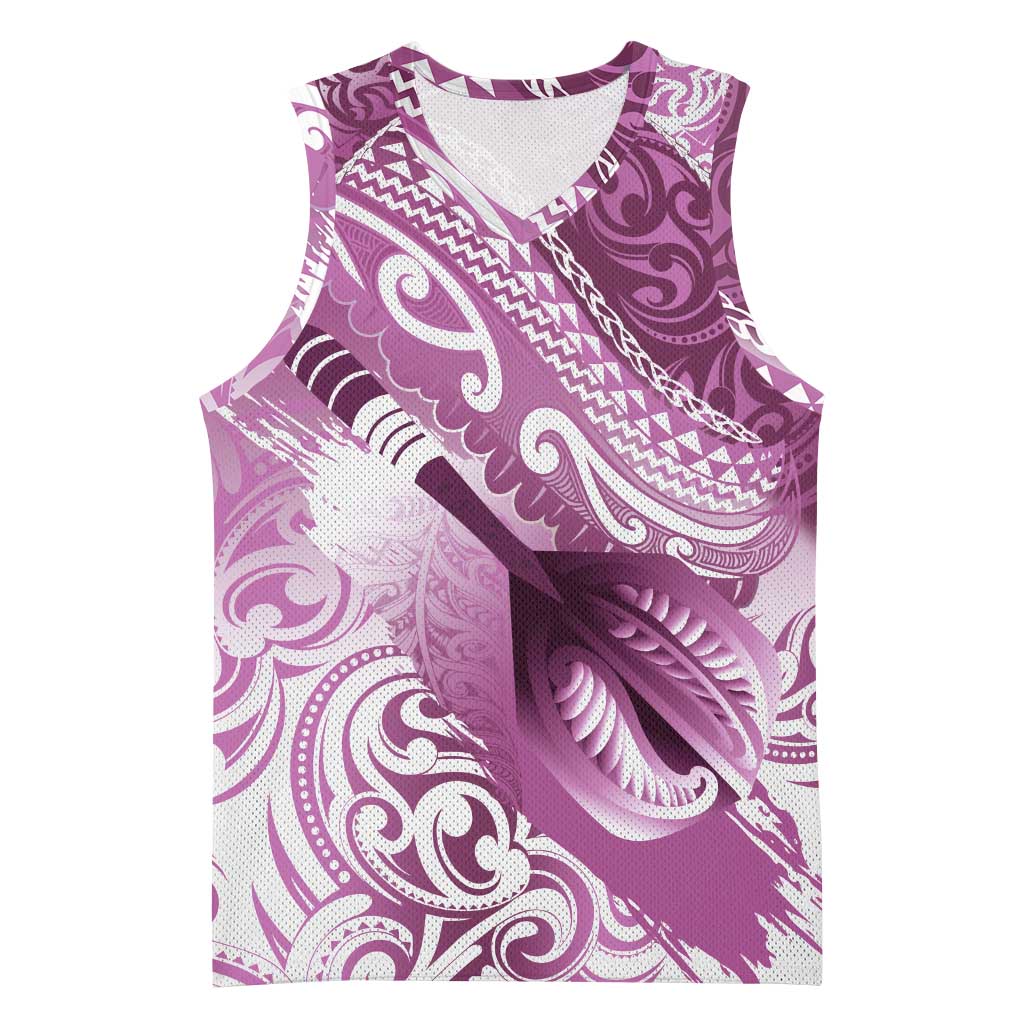 Personalised New Zealand Aotearoa Darts Masters Basketball Jersey Maori Art Tattoo with Tribal Dart Symbol Pink LT03 Unisex Pink - Polynesian Pride