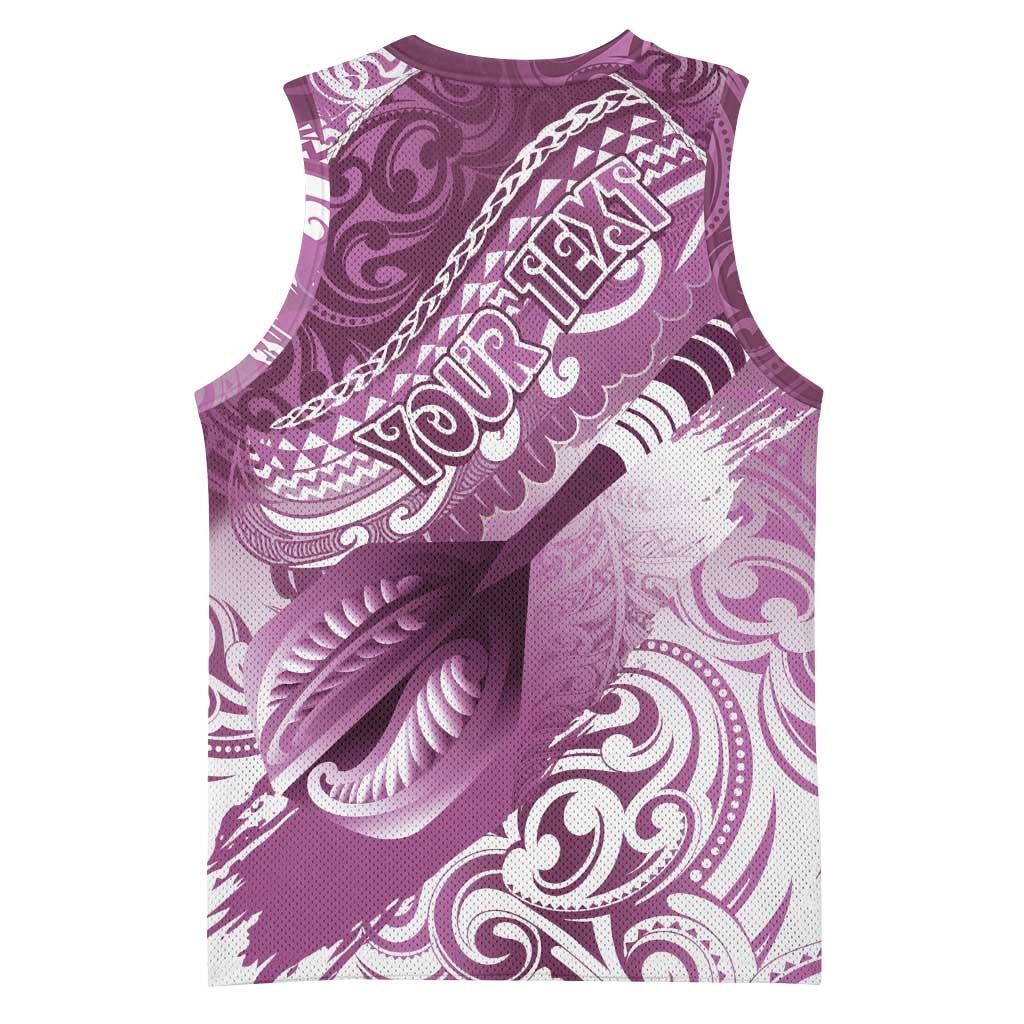 Personalised New Zealand Aotearoa Darts Masters Basketball Jersey Maori Art Tattoo with Tribal Dart Symbol Pink LT03 - Polynesian Pride