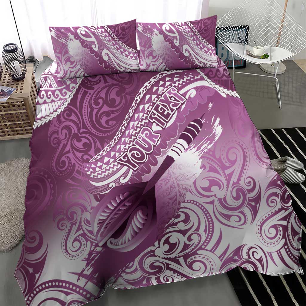 Personalised New Zealand Aotearoa Darts Masters Bedding Set Maori Art Tattoo with Tribal Dart Symbol Pink - Polynesian Pride