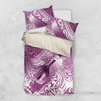 Personalised New Zealand Aotearoa Darts Masters Bedding Set Maori Art Tattoo with Tribal Dart Symbol Pink - Polynesian Pride