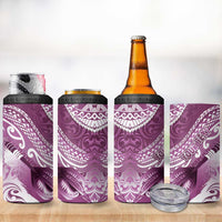Personalised New Zealand Aotearoa Darts Masters 4 in 1 Can Cooler Tumbler Maori Art Tattoo with Tribal Dart Symbol Pink LT03 - Polynesian Pride