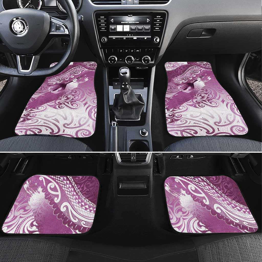Personalised New Zealand Aotearoa Darts Masters Car Mats Maori Art Tattoo with Tribal Dart Symbol Pink LT03 Set 4pcs Pink - Polynesian Pride