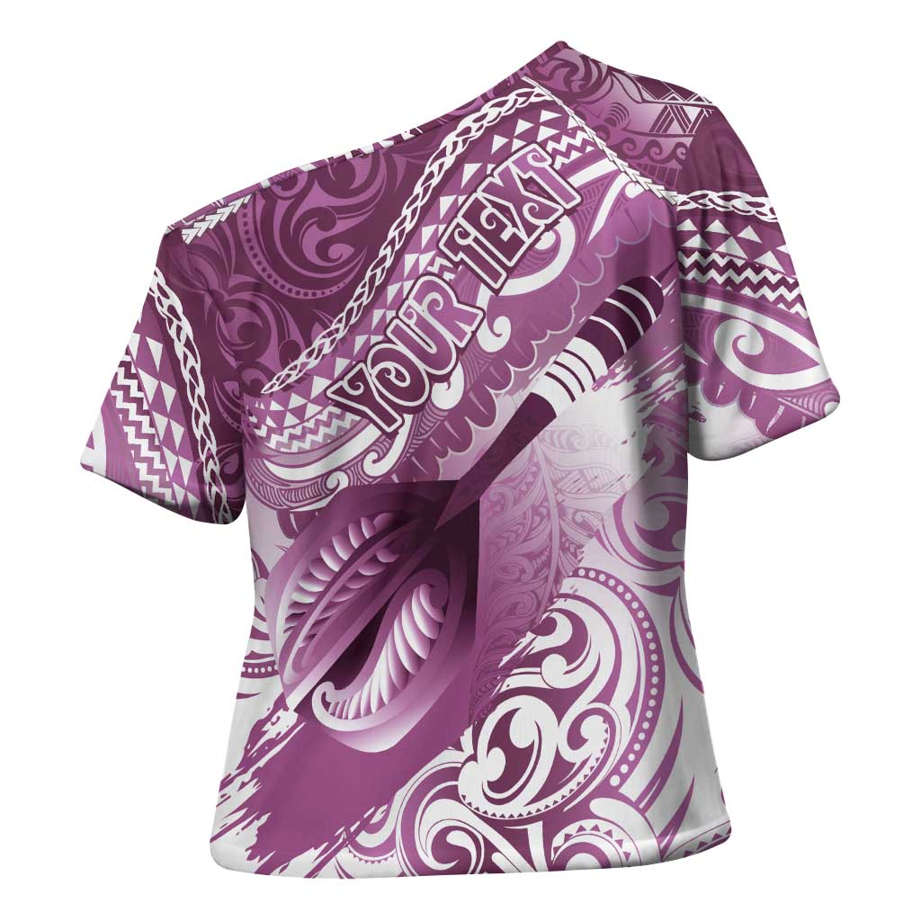 Personalised New Zealand Aotearoa Darts Masters Cross Shoulder Shirt Maori Art Tattoo with Tribal Dart Symbol Pink LT03 - Polynesian Pride