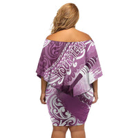 Personalised New Zealand Aotearoa Darts Masters Family Matching Off Shoulder Short Dress and Hawaiian Shirt Maori Art Tattoo with Tribal Dart Symbol Pink LT03 - Polynesian Pride