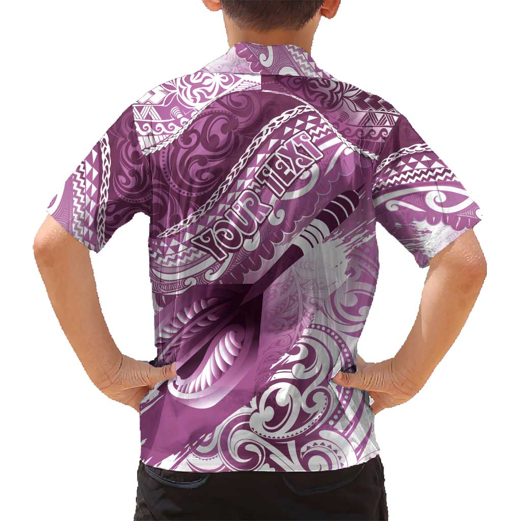 Personalised New Zealand Aotearoa Darts Masters Family Matching Summer Maxi Dress and Hawaiian Shirt Maori Art Tattoo with Tribal Dart Symbol Pink LT03 - Polynesian Pride