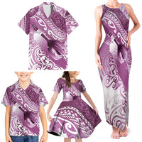 Personalised New Zealand Aotearoa Darts Masters Family Matching Tank Maxi Dress and Hawaiian Shirt Maori Art Tattoo with Tribal Dart Symbol Pink LT03 - Polynesian Pride