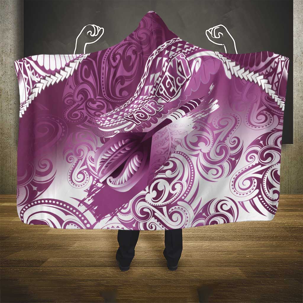 Personalised New Zealand Aotearoa Darts Masters Hooded Blanket Maori Art Tattoo with Tribal Dart Symbol Pink LT03 - Polynesian Pride