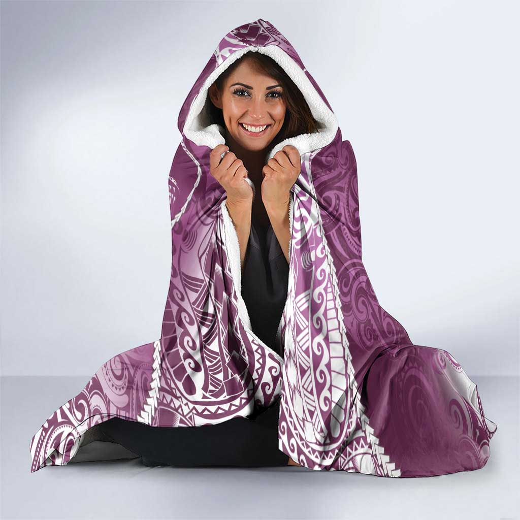 Personalised New Zealand Aotearoa Darts Masters Hooded Blanket Maori Art Tattoo with Tribal Dart Symbol Pink LT03 - Polynesian Pride