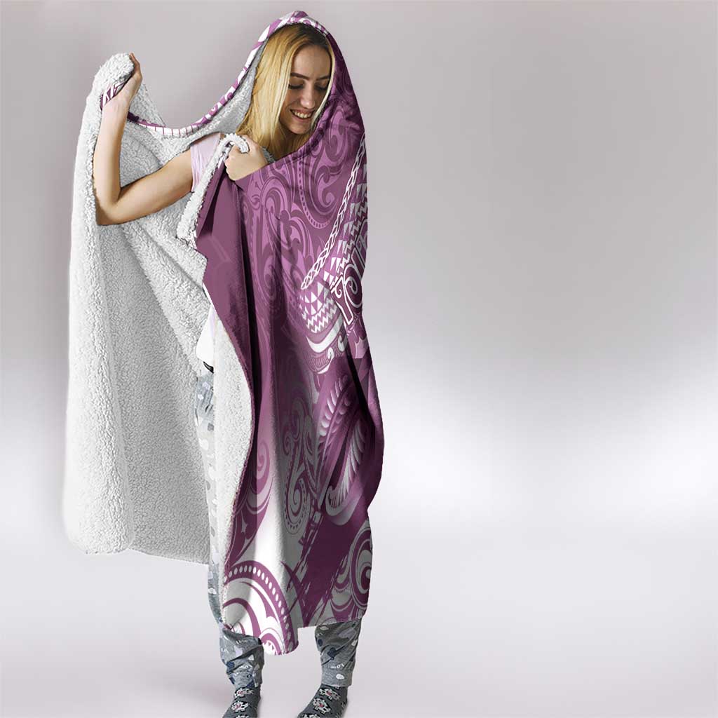 Personalised New Zealand Aotearoa Darts Masters Hooded Blanket Maori Art Tattoo with Tribal Dart Symbol Pink LT03 - Polynesian Pride