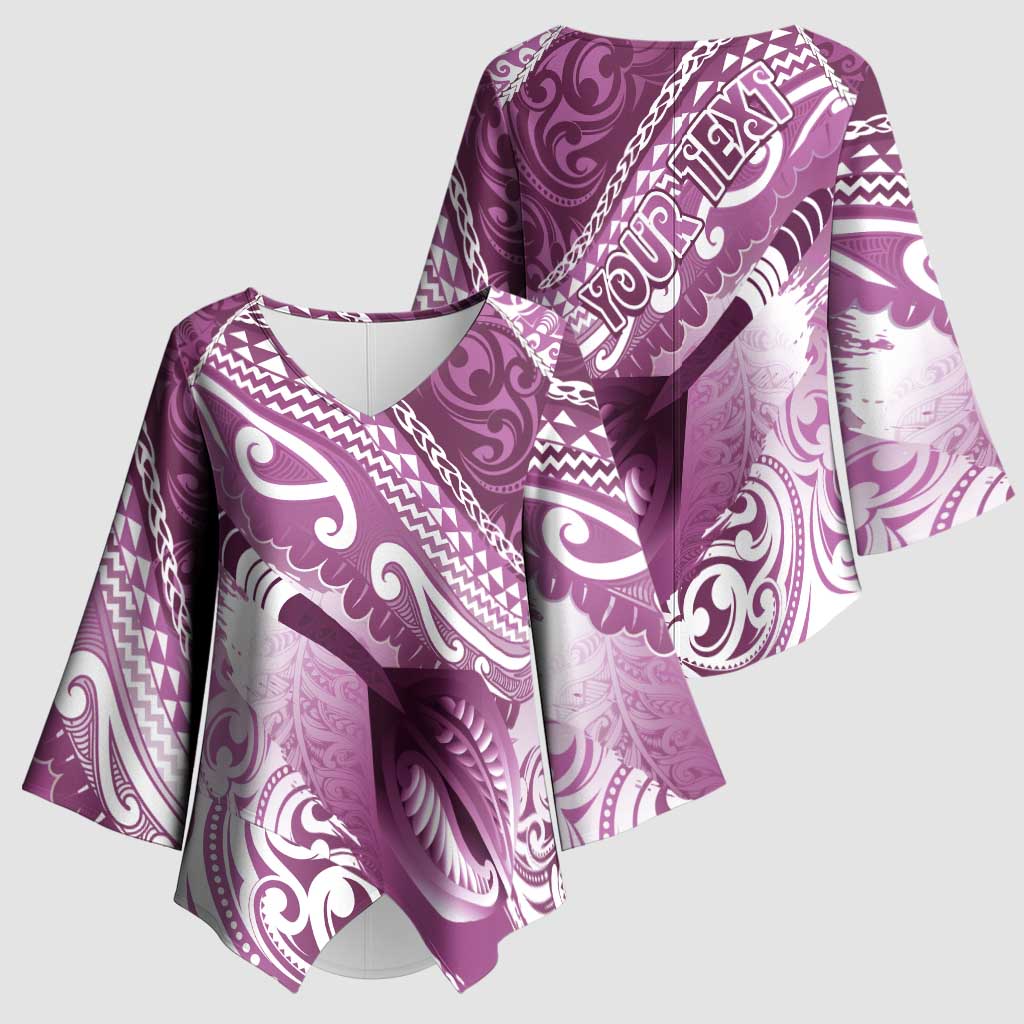 Personalised New Zealand Aotearoa Darts Masters Kimono Sleeve Blouse Maori Art Tattoo with Tribal Dart Symbol Pink LT03 - Polynesian Pride