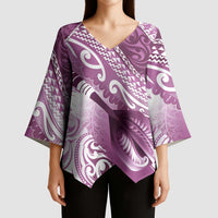 Personalised New Zealand Aotearoa Darts Masters Kimono Sleeve Blouse Maori Art Tattoo with Tribal Dart Symbol Pink LT03 - Polynesian Pride