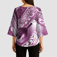 Personalised New Zealand Aotearoa Darts Masters Kimono Sleeve Blouse Maori Art Tattoo with Tribal Dart Symbol Pink LT03 - Polynesian Pride