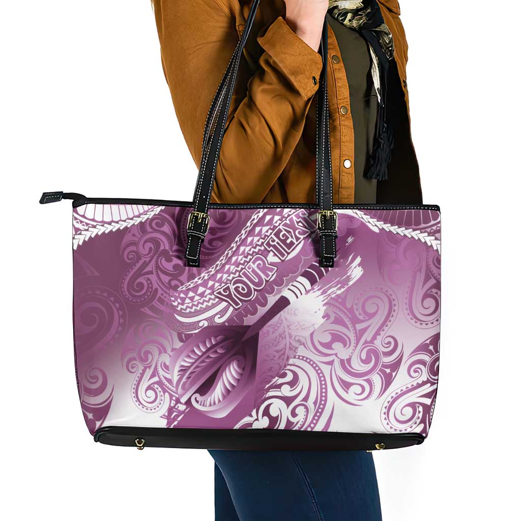 Personalised New Zealand Aotearoa Darts Masters Leather Tote Bag Maori Art Tattoo with Tribal Dart Symbol Pink LT03 - Polynesian Pride