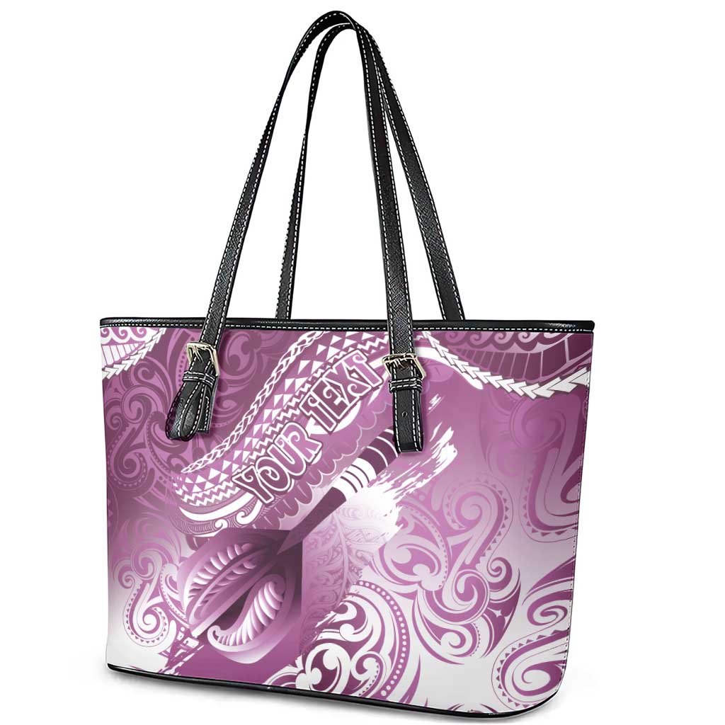 Personalised New Zealand Aotearoa Darts Masters Leather Tote Bag Maori Art Tattoo with Tribal Dart Symbol Pink LT03 - Polynesian Pride