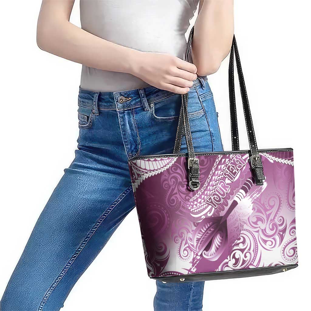 Personalised New Zealand Aotearoa Darts Masters Leather Tote Bag Maori Art Tattoo with Tribal Dart Symbol Pink LT03 - Polynesian Pride