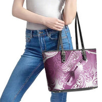 Personalised New Zealand Aotearoa Darts Masters Leather Tote Bag Maori Art Tattoo with Tribal Dart Symbol Pink LT03 - Polynesian Pride