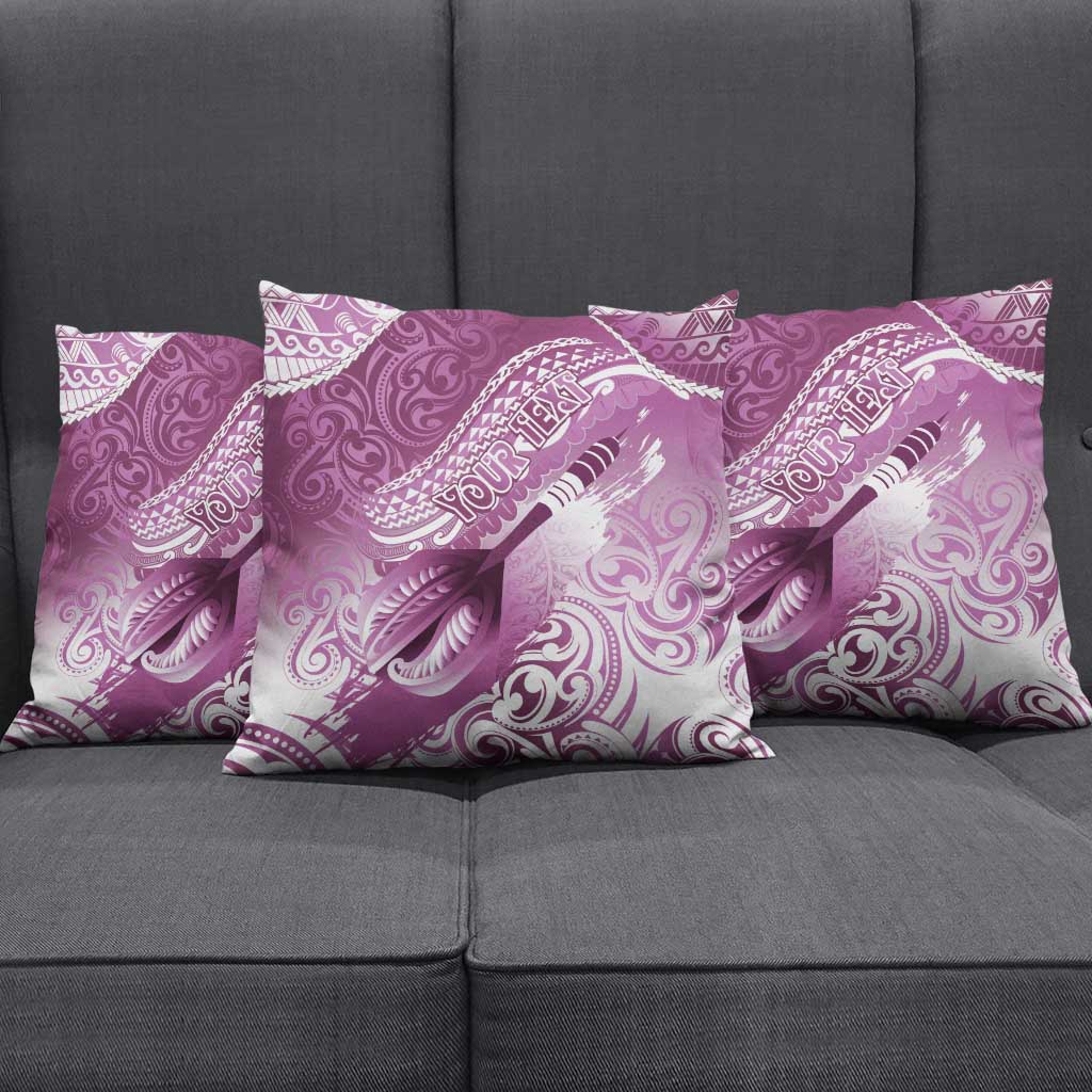 Personalised New Zealand Aotearoa Darts Masters Pillow Cover Maori Art Tattoo with Tribal Dart Symbol Pink LT03 - Polynesian Pride