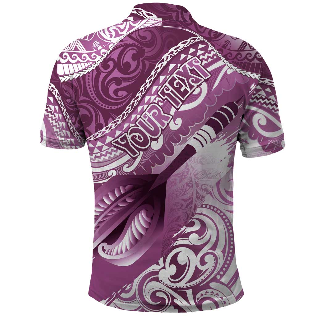 Personalised New Zealand Aotearoa Darts Masters Polo Shirt Maori Art Tattoo with Tribal Dart Symbol Pink LT03 - Polynesian Pride