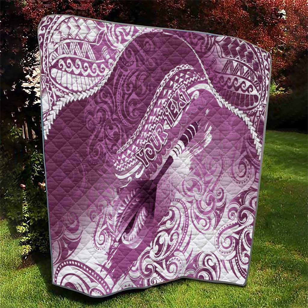 Personalised New Zealand Aotearoa Darts Masters Quilt Maori Art Tattoo with Tribal Dart Symbol Pink LT03 - Polynesian Pride