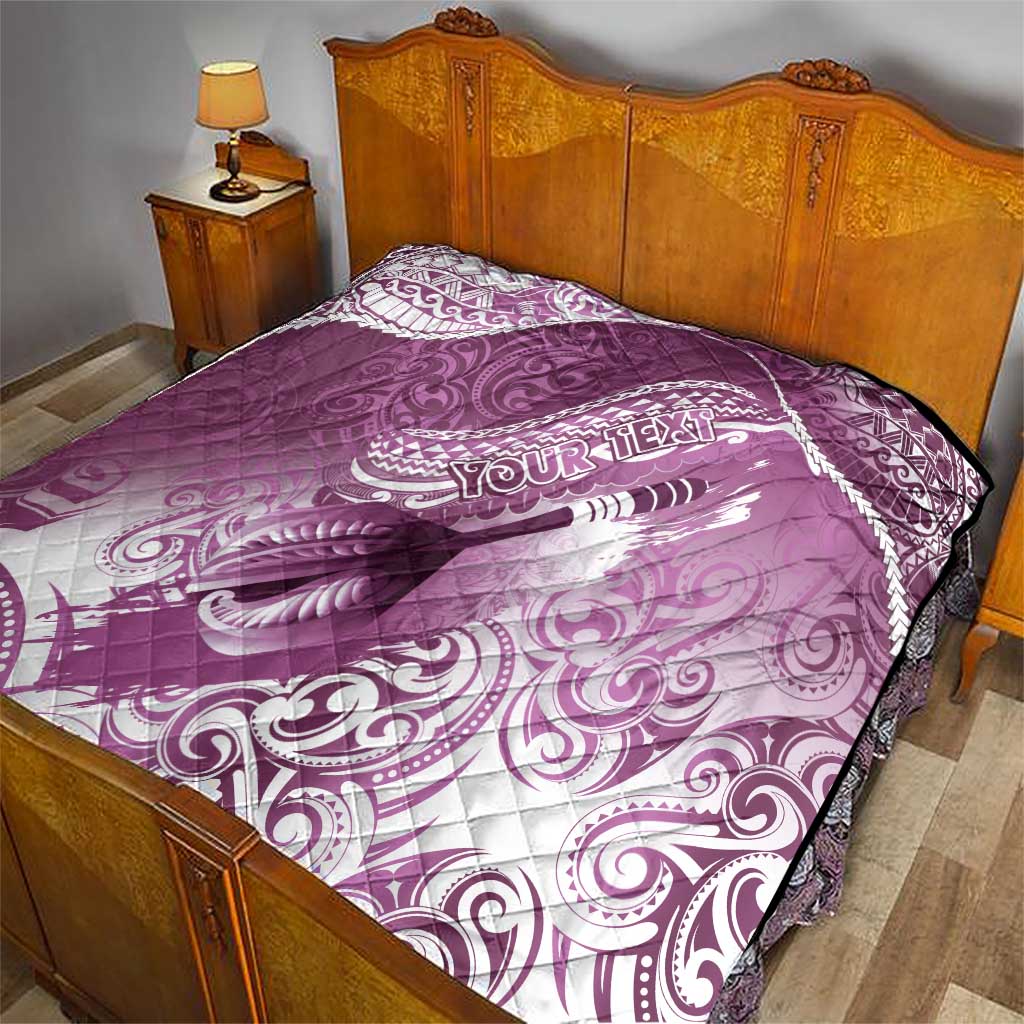 Personalised New Zealand Aotearoa Darts Masters Quilt Maori Art Tattoo with Tribal Dart Symbol Pink LT03 - Polynesian Pride