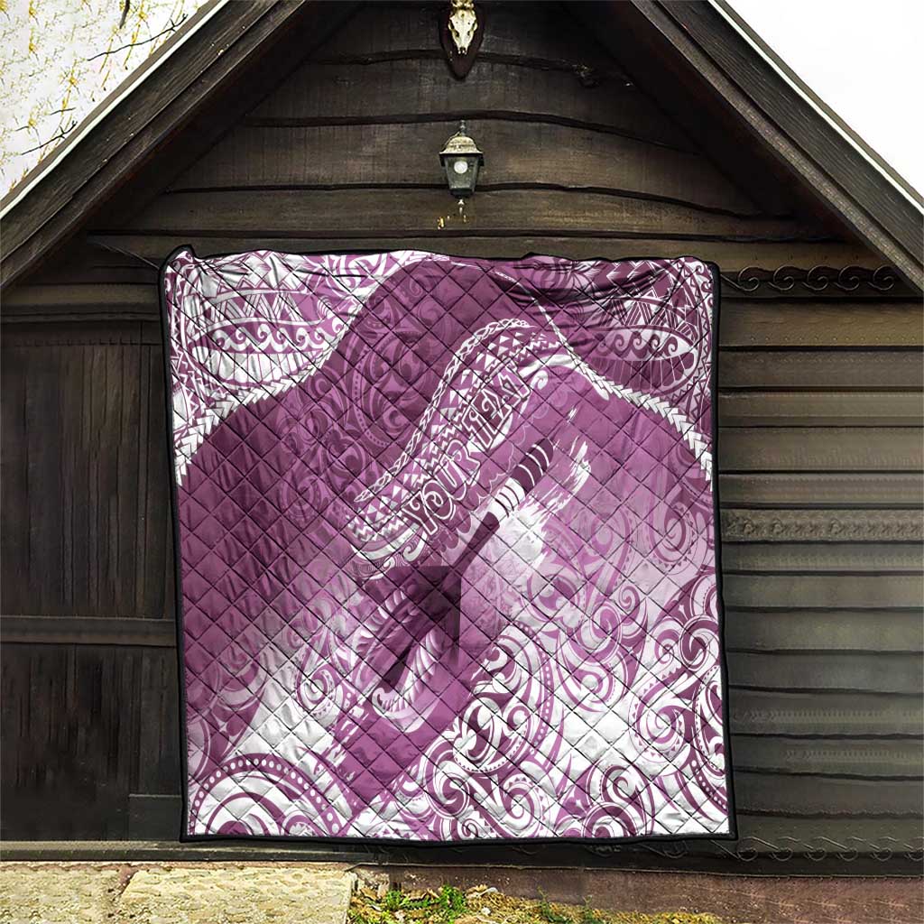 Personalised New Zealand Aotearoa Darts Masters Quilt Maori Art Tattoo with Tribal Dart Symbol Pink LT03 - Polynesian Pride
