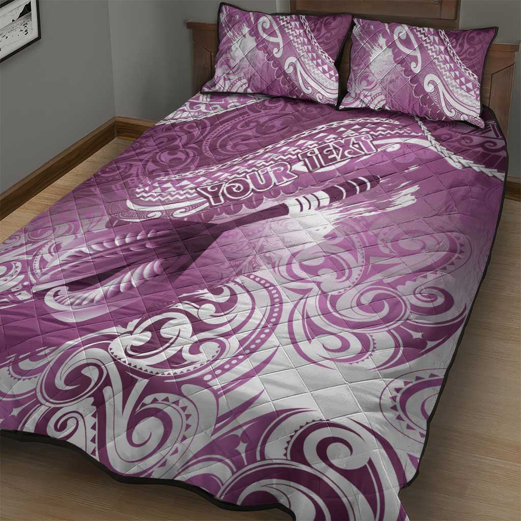 Personalised New Zealand Aotearoa Darts Masters Quilt Bed Set Maori Art Tattoo with Tribal Dart Symbol Pink LT03 - Polynesian Pride