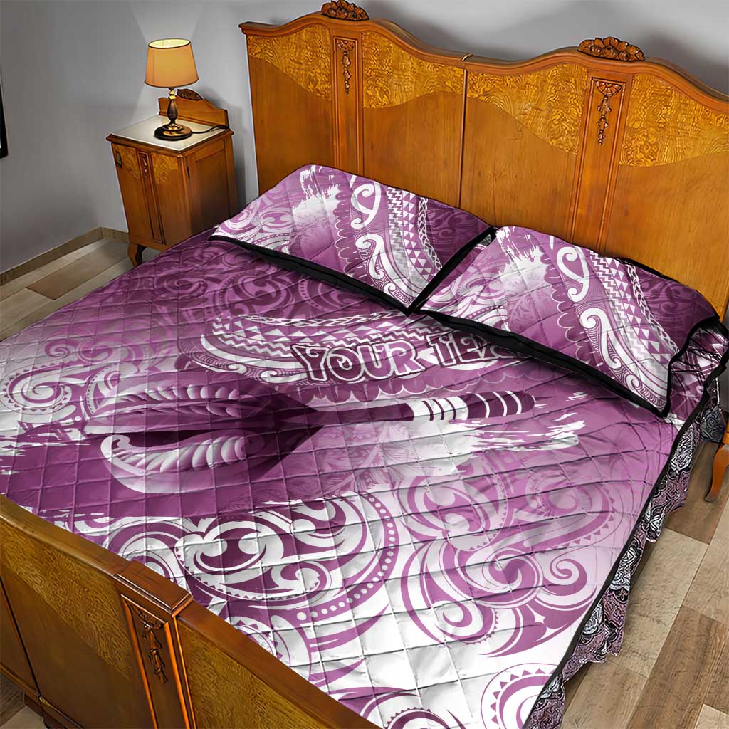 Personalised New Zealand Aotearoa Darts Masters Quilt Bed Set Maori Art Tattoo with Tribal Dart Symbol Pink LT03 - Polynesian Pride