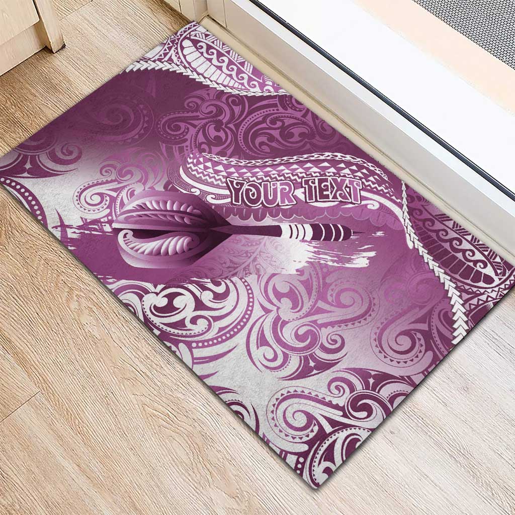 Personalised New Zealand Aotearoa Darts Masters Rubber Doormat Maori Art Tattoo with Tribal Dart Symbol Pink LT03 - Polynesian Pride