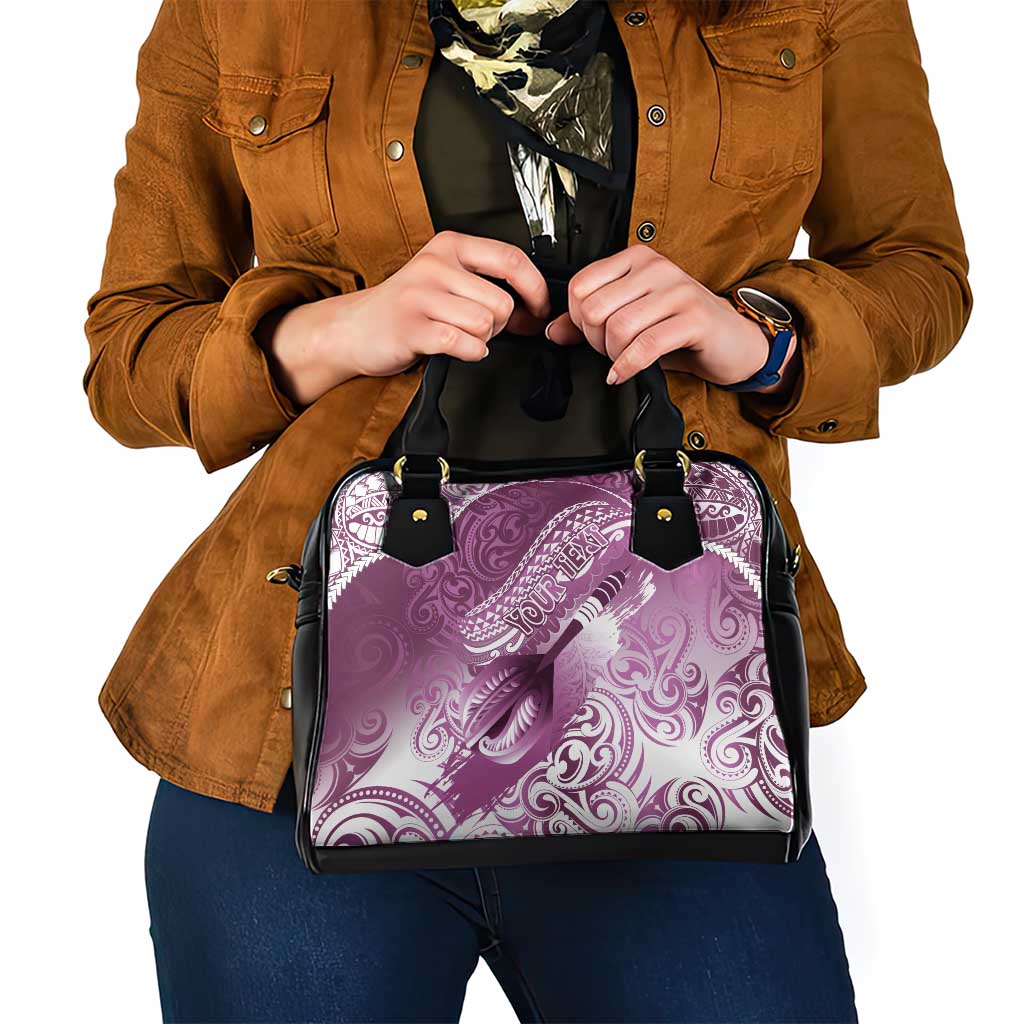 Personalised New Zealand Aotearoa Darts Masters Shoulder Handbag Maori Art Tattoo with Tribal Dart Symbol Pink LT03 - Polynesian Pride