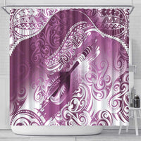Personalised New Zealand Aotearoa Darts Masters Shower Curtain Maori Art Tattoo with Tribal Dart Symbol Pink LT03 - Polynesian Pride