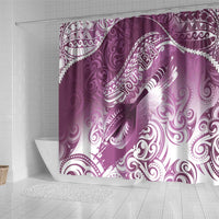 Personalised New Zealand Aotearoa Darts Masters Shower Curtain Maori Art Tattoo with Tribal Dart Symbol Pink LT03 - Polynesian Pride